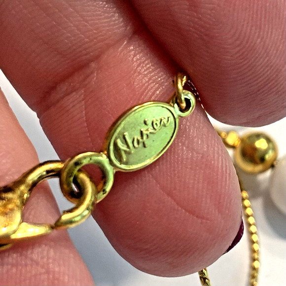 Napier Station Chain Necklace Minimalist Single Strand White Gold Bead Details - Picture 2 of 8